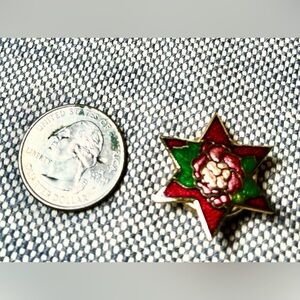 Woman’s Red, Green & Gold Cloisonné Clip on Button Cover